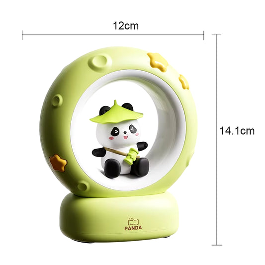 LED Panda Astronaut Night Light - USB Rechargeable Silicone Bedside Lamp for Children with Eye Protection Features