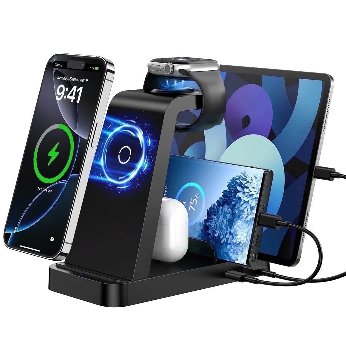 Wireless Charger for Iphone - 5 in 1 Charging Station for Multiple Devices Apple: 36W Fast Charging Dock Compatible for Iphone 17 16E 16 15 14 13 12 Pro Max Iwatch Samsung Tablets Ipad